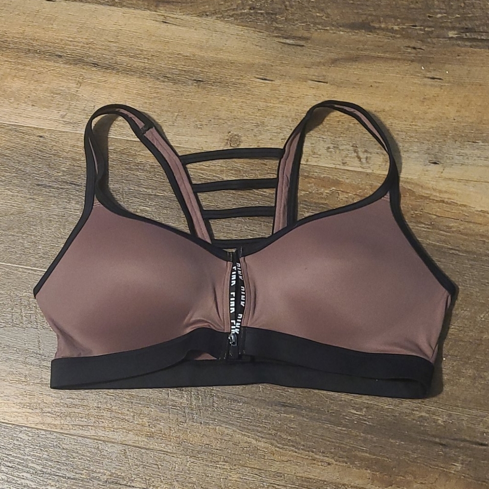 Zip front pink ultimate sports bra